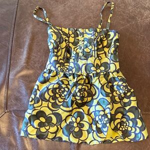 Floral juicy couture Yellow and Army Green Women's Top